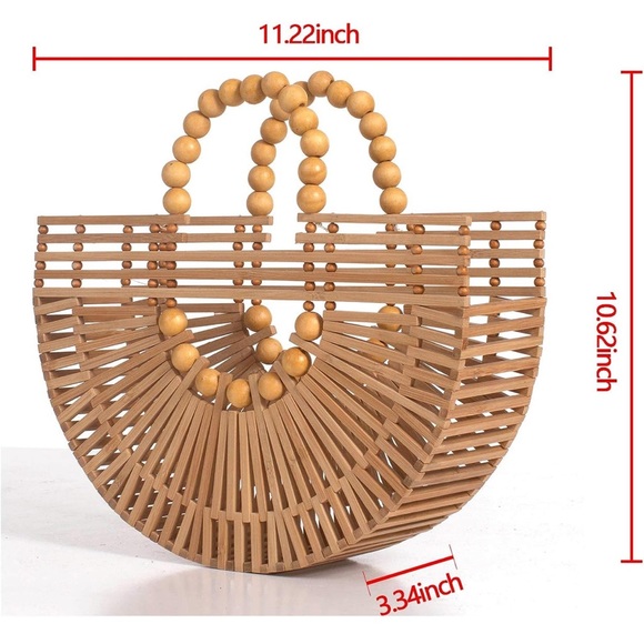 Bamboo Handbags with Wooden Beads Tote Bag - Picture 7 of 7